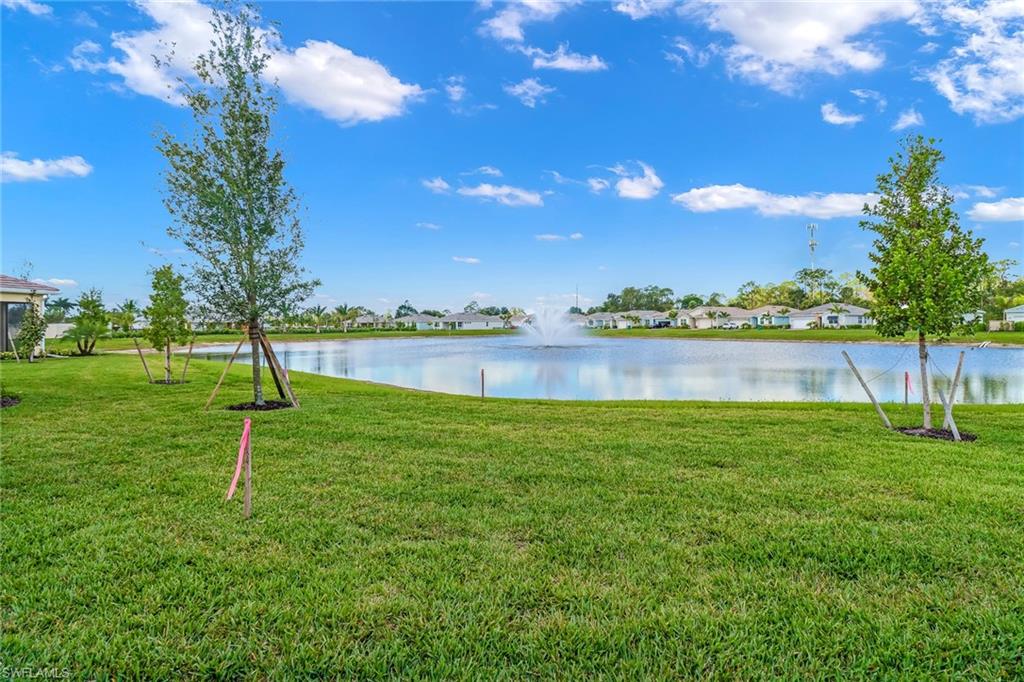 317 Spiaggio Court Naples, FL 34114 - Photo 7 of 46 a view of a lake with a big yard and potted plants and large trees