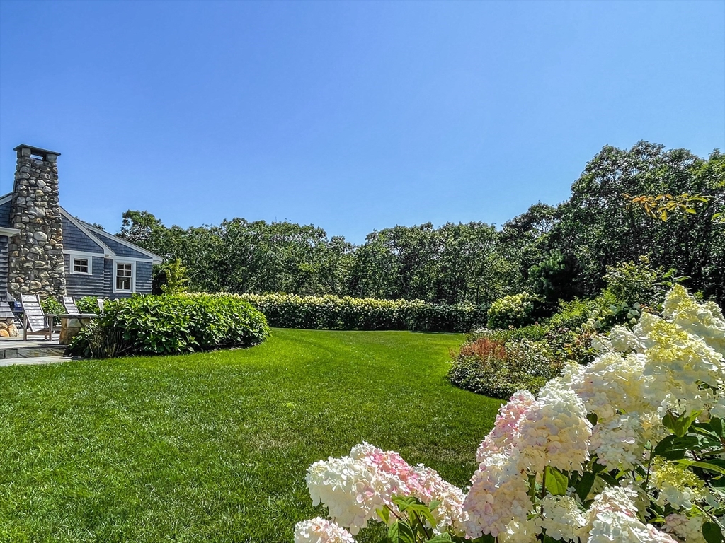 149 Litchfield Road Edgartown, MA 02539 - Photo 33 of 37 a view of a garden with a house