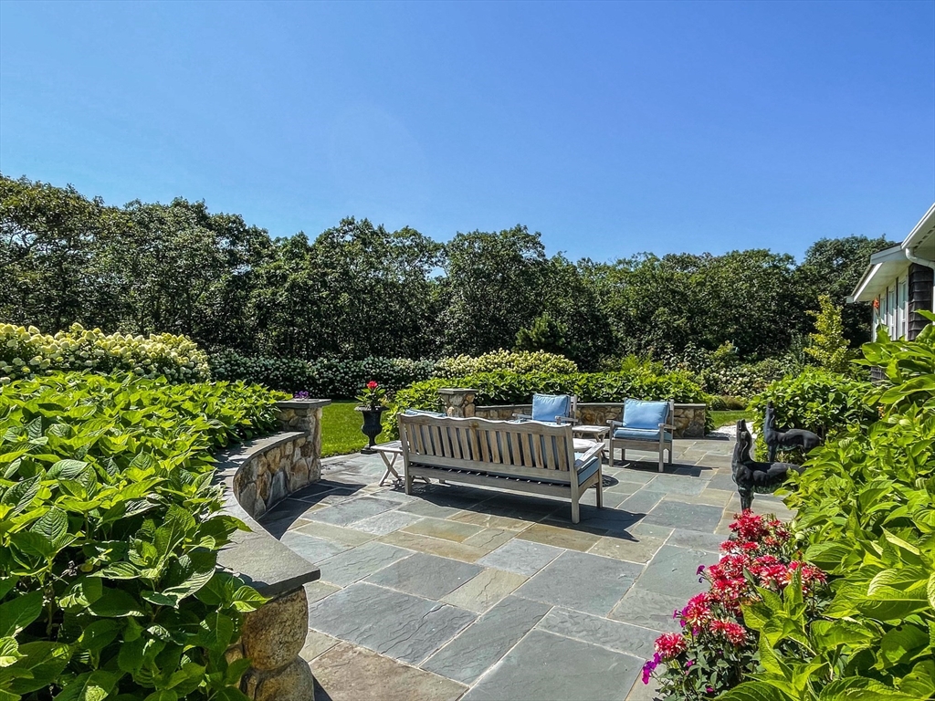 149 Litchfield Road Edgartown, MA 02539 - Photo 9 of 37 a view of a garden with couches