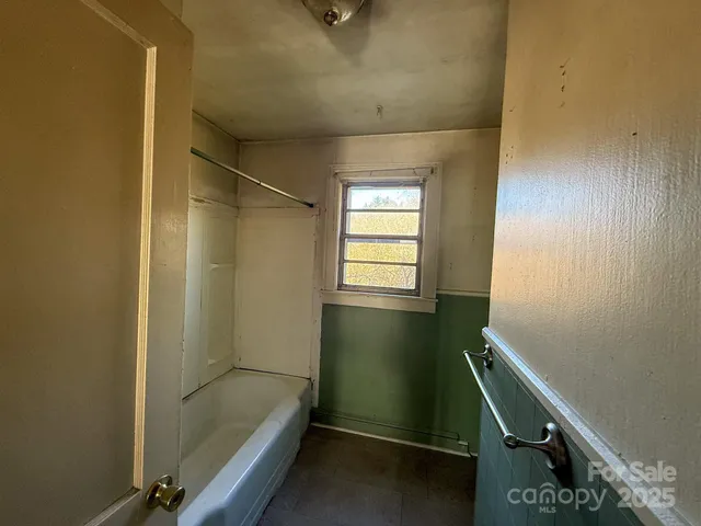 a bathroom with a bathtub