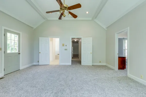 an empty room with windows
