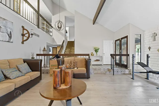 a living room with furniture