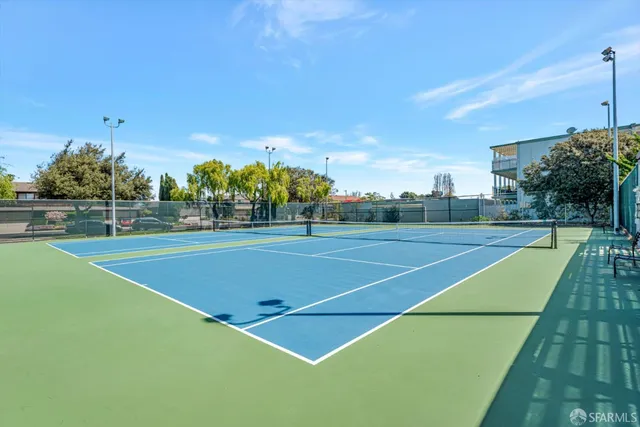 a view of a large building with a city view
