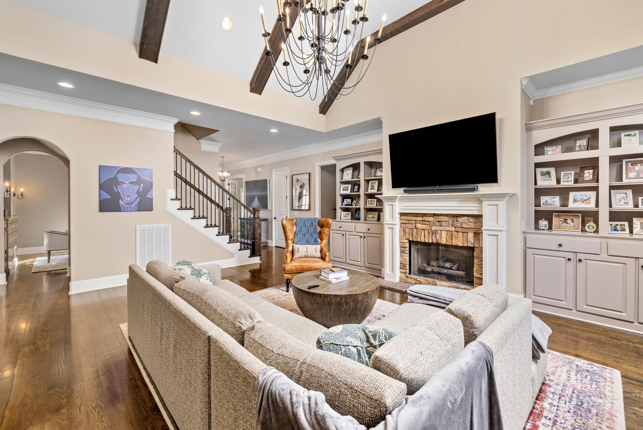 400 Ernest Rice Lane Franklin, TN 37069 - Photo 23 of 62 a living room with fireplace furniture and a flat screen tv