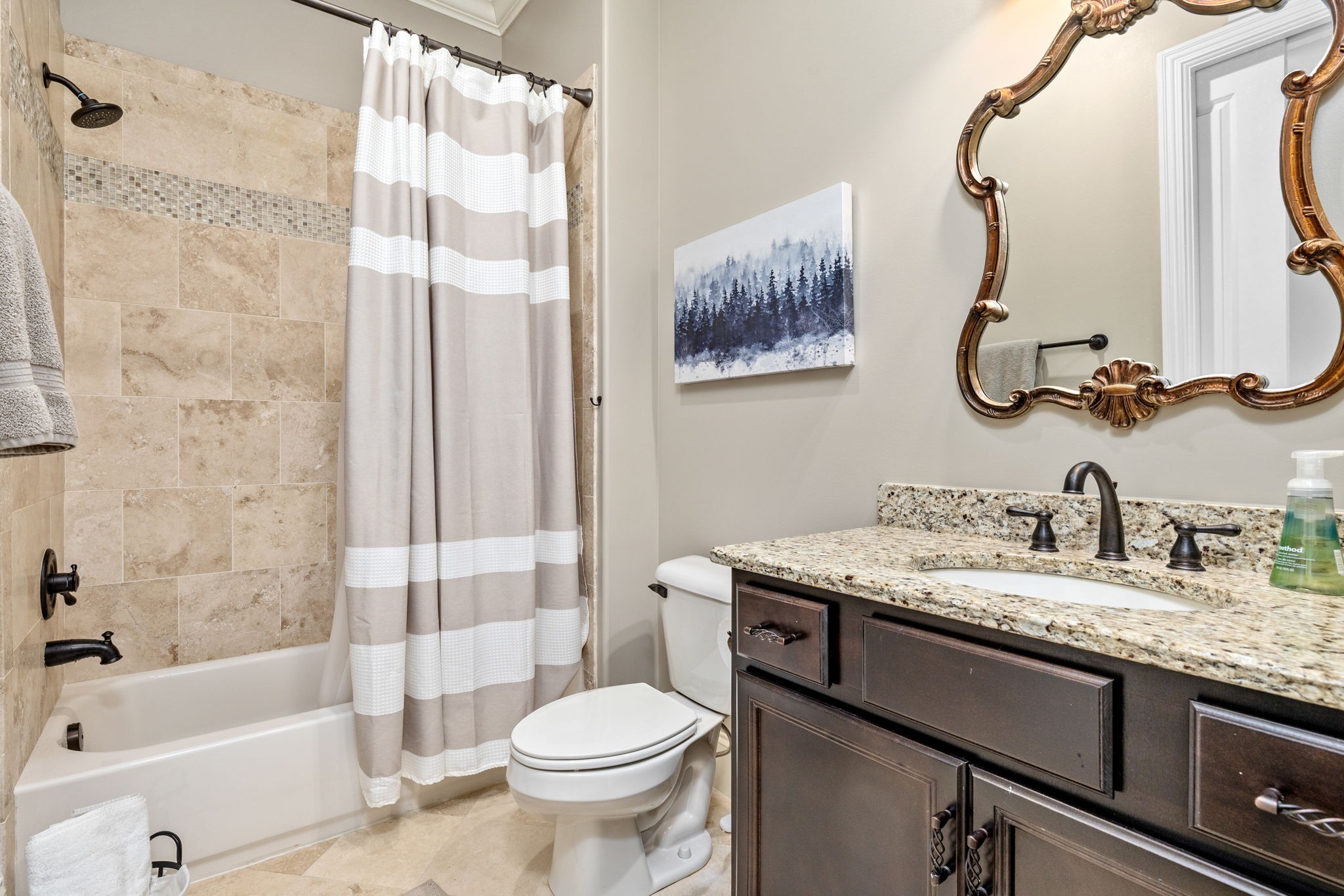 400 Ernest Rice Lane Franklin, TN 37069 - Photo 51 of 62 a bathroom with a granite countertop sink a toilet and a bathtub