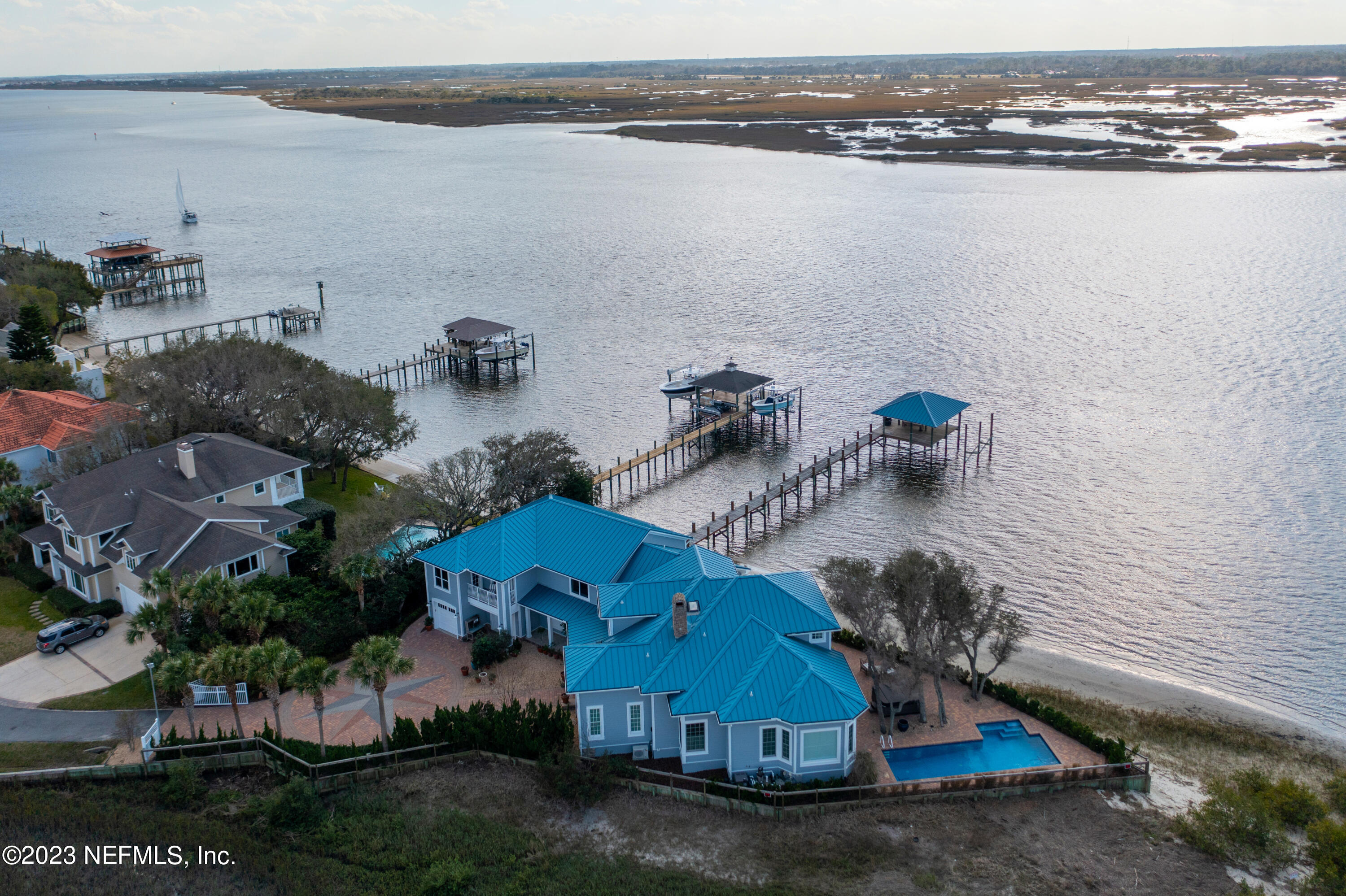 500 North Point Road St. Augustine, FL 32084 - Photo 85 of 102 an aerial view of a house with a lake view