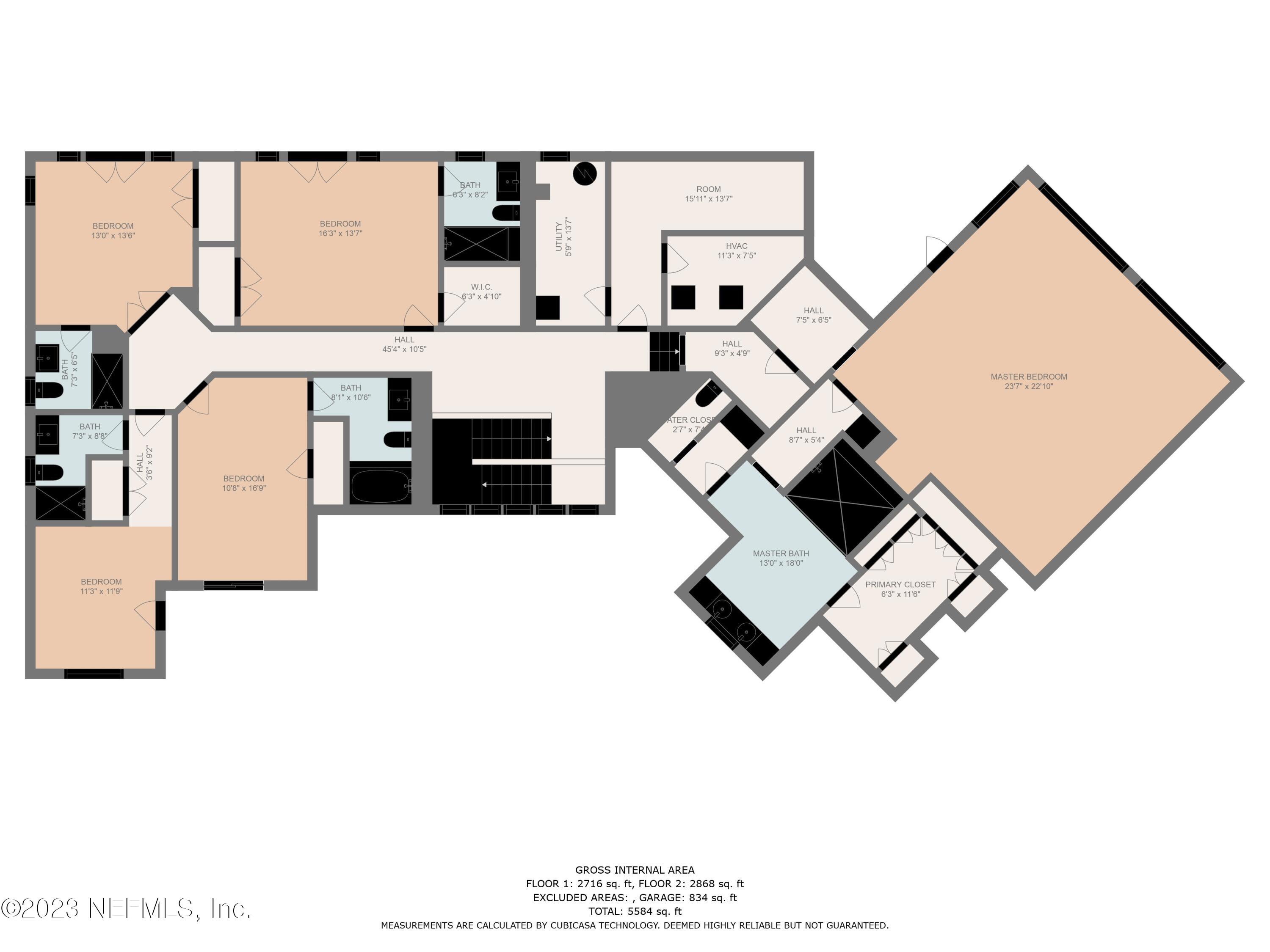 500 North Point Road St. Augustine, FL 32084 - Photo 96 of 102 2nd_floor_dimensions_500_north_point_rd_