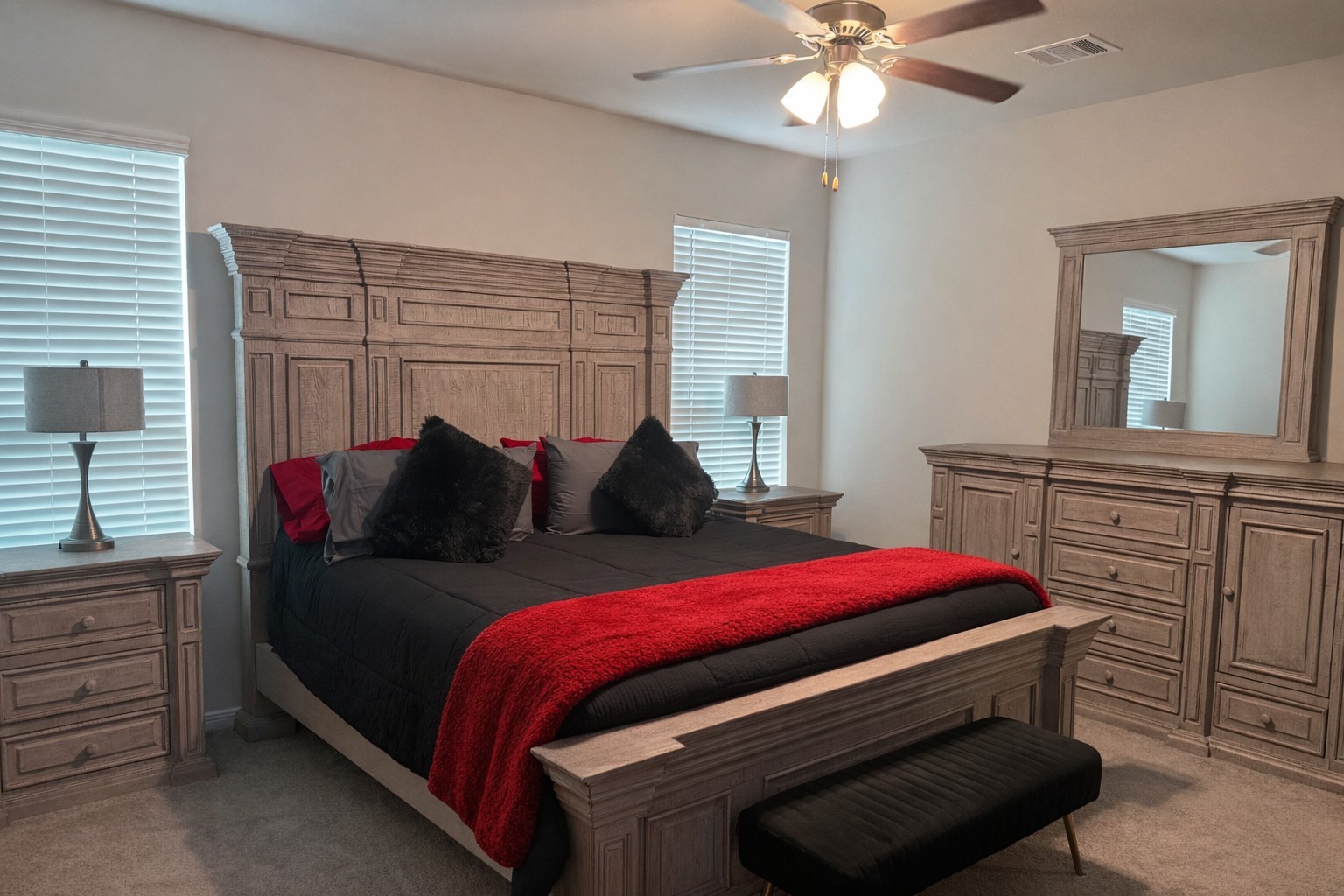 26016 Babe Ruth Drive Splendora, TX 77372 - Photo 10 of 11 a bedroom with a bed and a chandelier