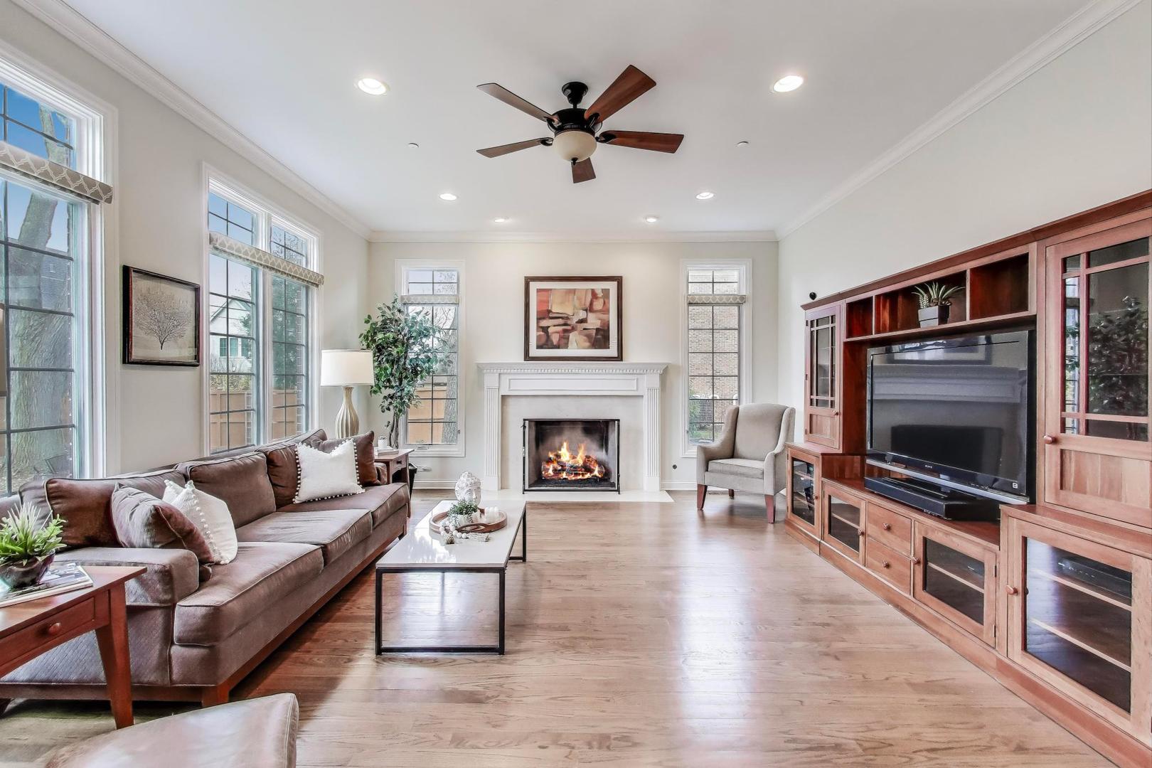 2300 Dehne Road Northbrook, IL 60062 - Photo 8 of 28 a living room with furniture a flat screen tv and a fireplace