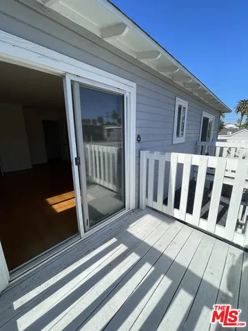 a view of wooden balcony