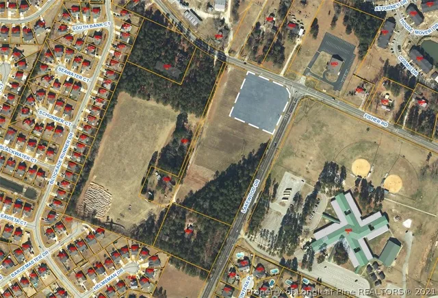 an aerial view of a house