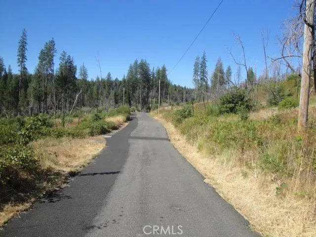 a view of a road with a yard