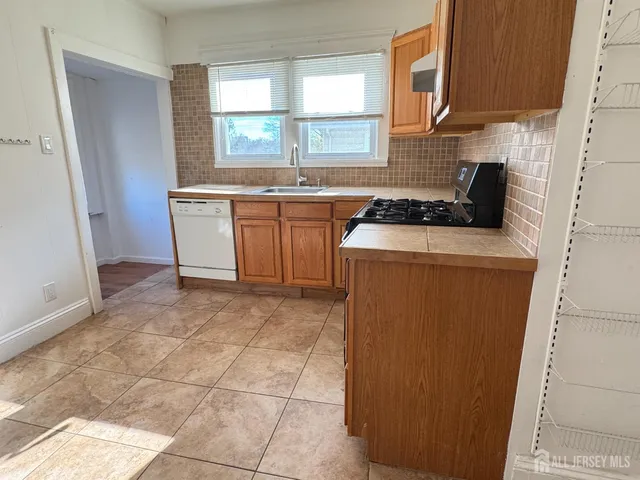 a kitchen with a sink a stove and a refrigerator