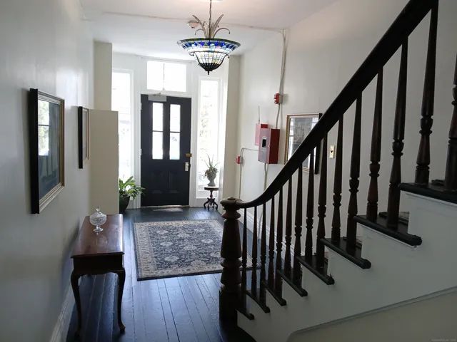 a view of a lake with a terrace