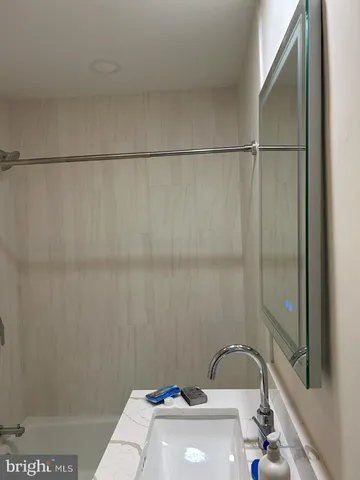 a bathroom with a bathtub