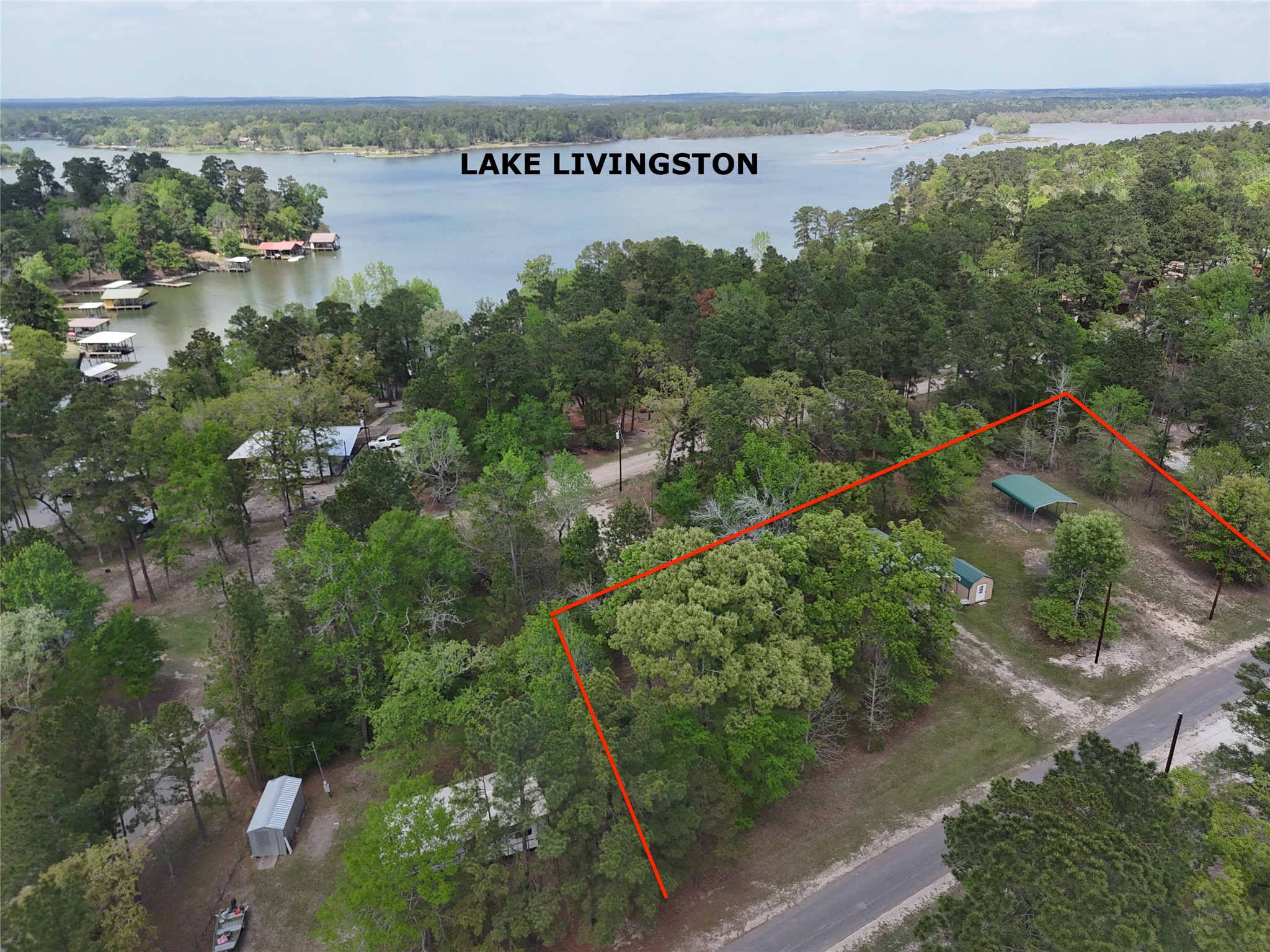 310 Oakwood Lane Trinity, TX 75862 - Photo 1 of 24 Ariel view of waterview subject property