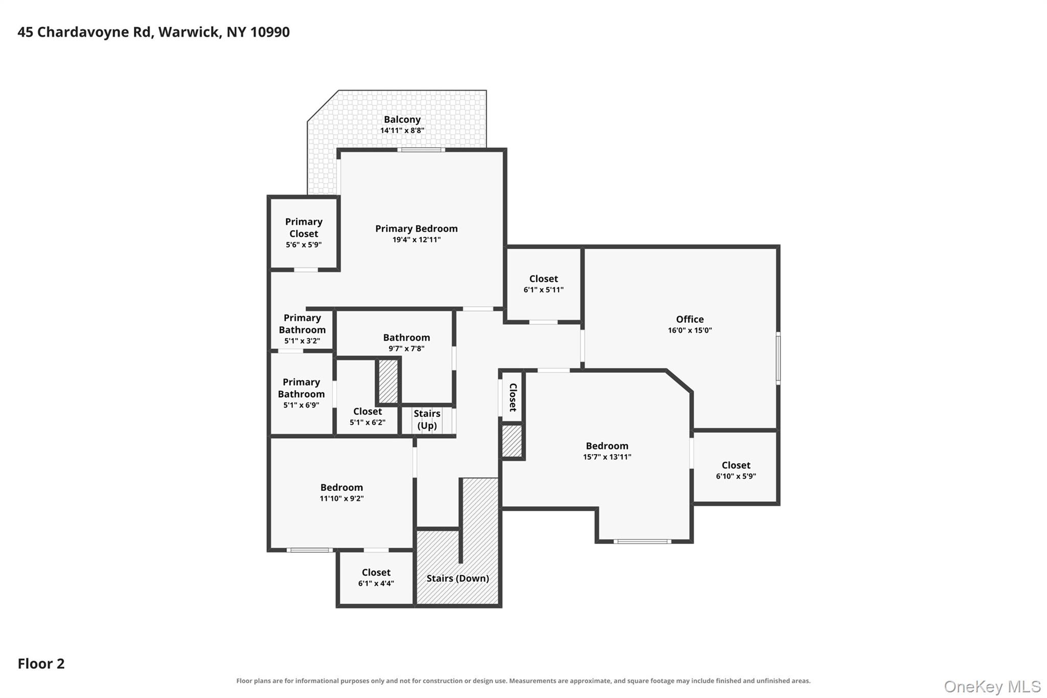 45 Chardavoyne Road Warwick, NY 10990 - Photo 42 of 43 Floor Plan: Second-floor layout with walk-up attic access