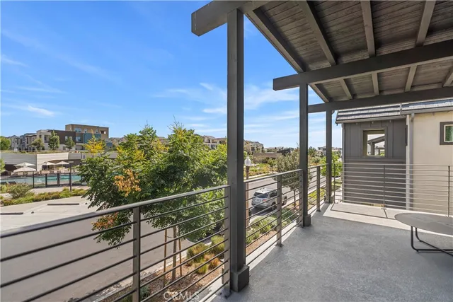 a view of a balcony with city view