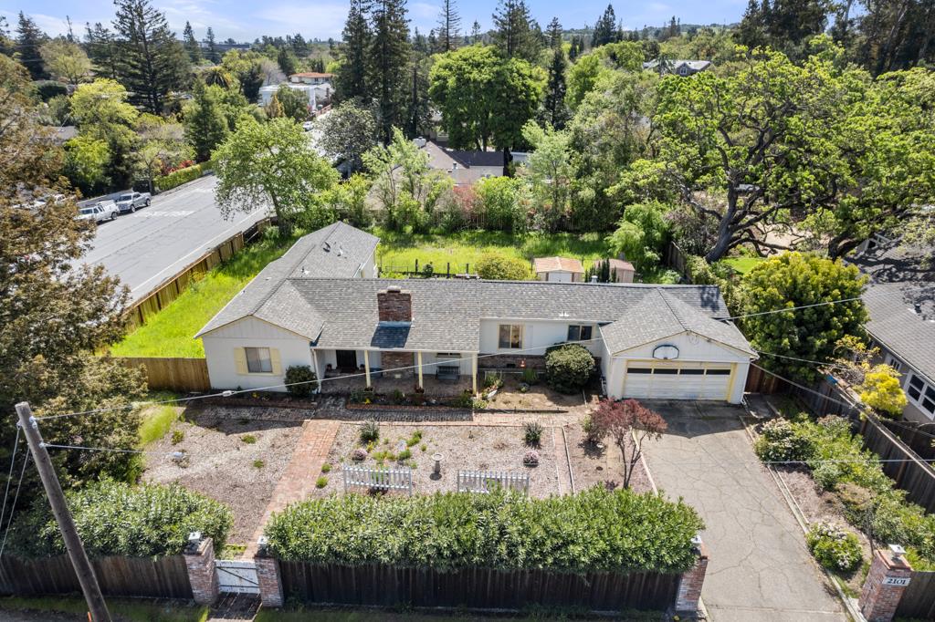 2101 Sharon Road Menlo Park, CA 94025 - Photo 3 of 31 an aerial view of a house with a yard basket ball court and outdoor seating
