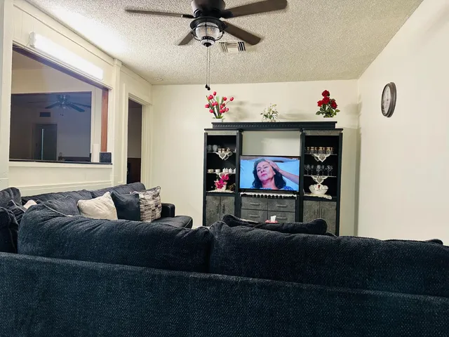 a living room with furniture