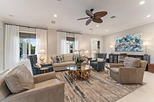 a living room with furniture