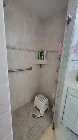 a bathroom with a window