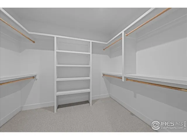 a view of an empty walk in closet