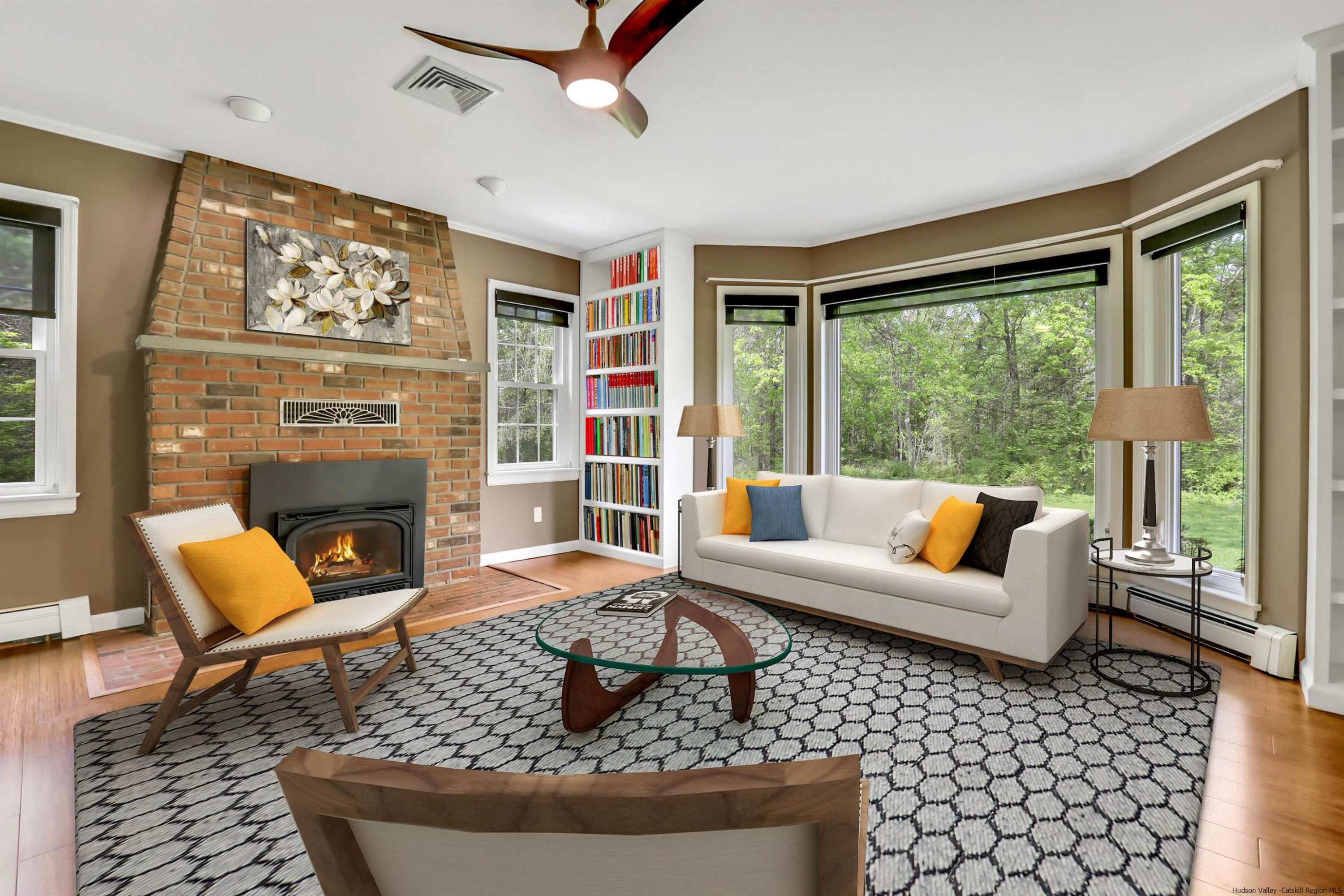 1 High Ridge Road, Unit KLEINKILL DR New Paltz, NY 12561 - Photo 12 of 30 a living room with furniture and a fireplace