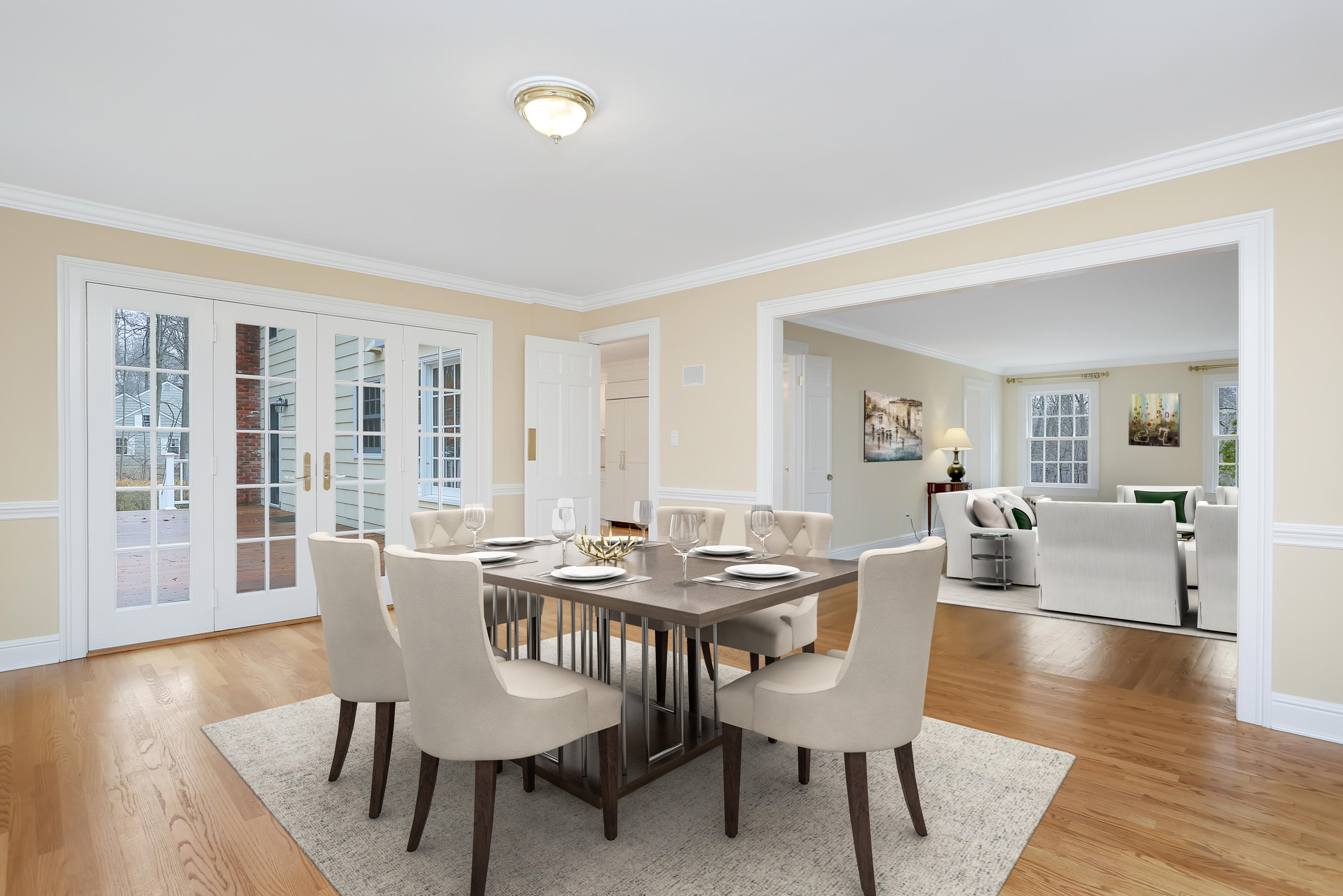 62 Salem Road New Canaan, CT 06840 - Photo 4 of 17 a view of a dining room with furniture and wooden floor
