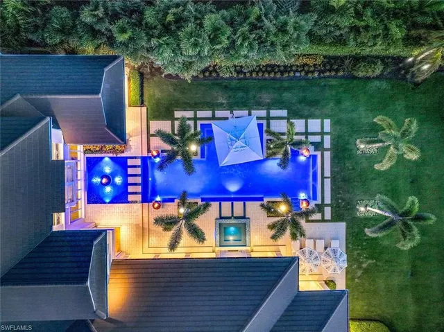 an outdoor space with seating