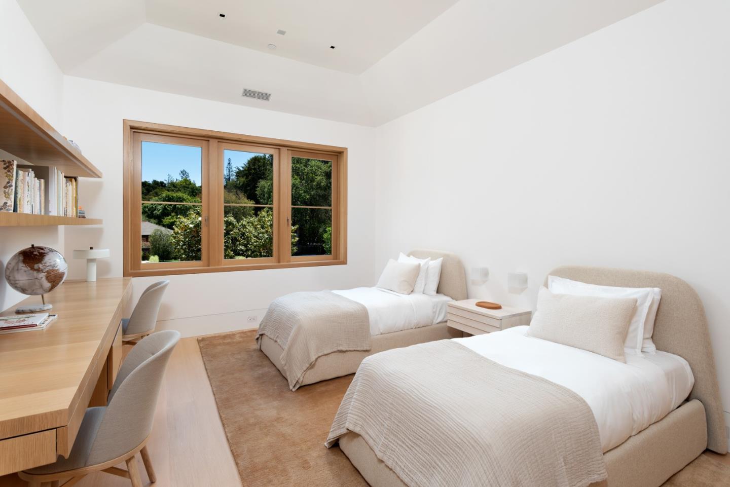 233 Park Lane Atherton, CA 94027 - Photo 14 of 26 a bedroom with two beds and a large window