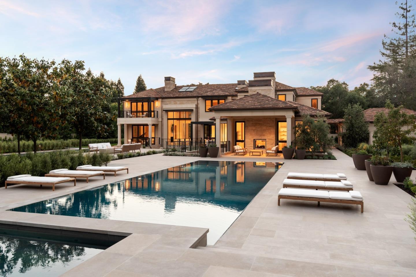 233 Park Lane Atherton, CA 94027 - Photo 21 of 26 a view of a house with swimming pool and sitting area