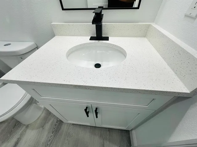 a close view of a sink in a bathroom