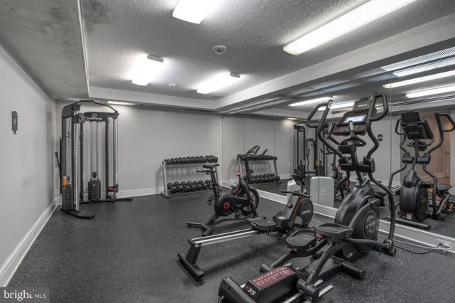 a view of a room with gym equipment