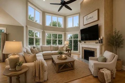 a open kitchen with stainless steel appliances granite countertop a table chairs stove a refrigerator and cabinets