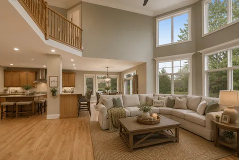 a living room with furniture fireplace and a flat screen tv
