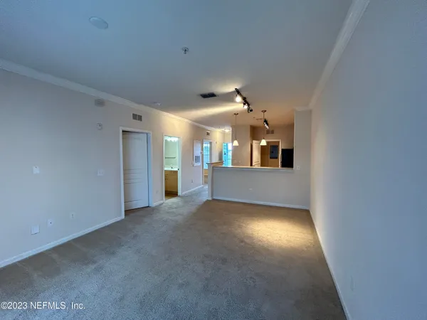 a view of small space with racks on the wall