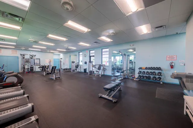 a view of a room with gym equipment