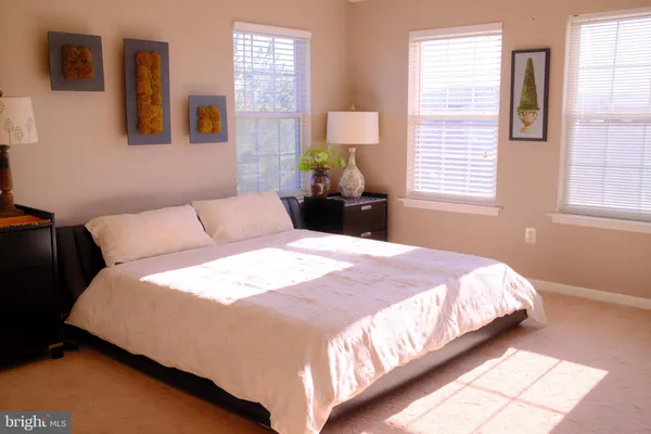 a bedroom with bed and window