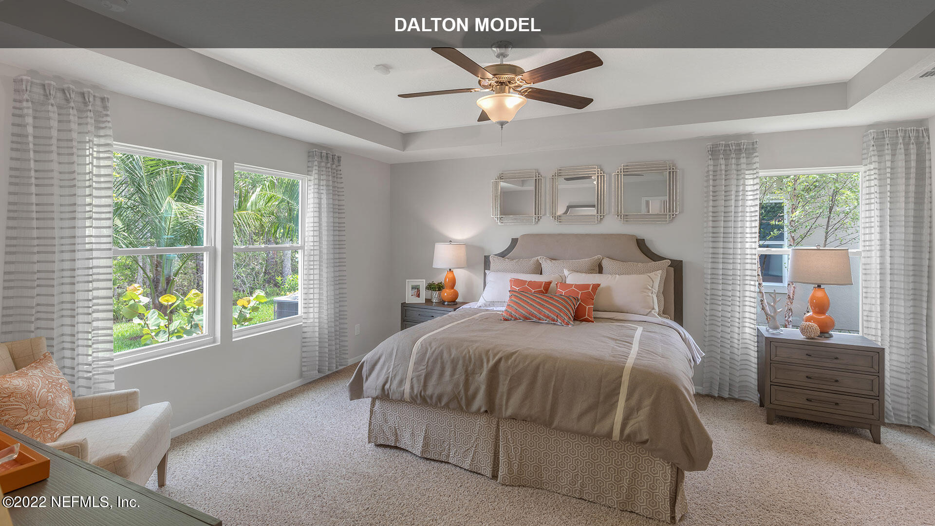 1360 Parkland Trail St. Augustine, FL 32095 - Photo 9 of 37 a bedroom with a bed a window and a chandelier