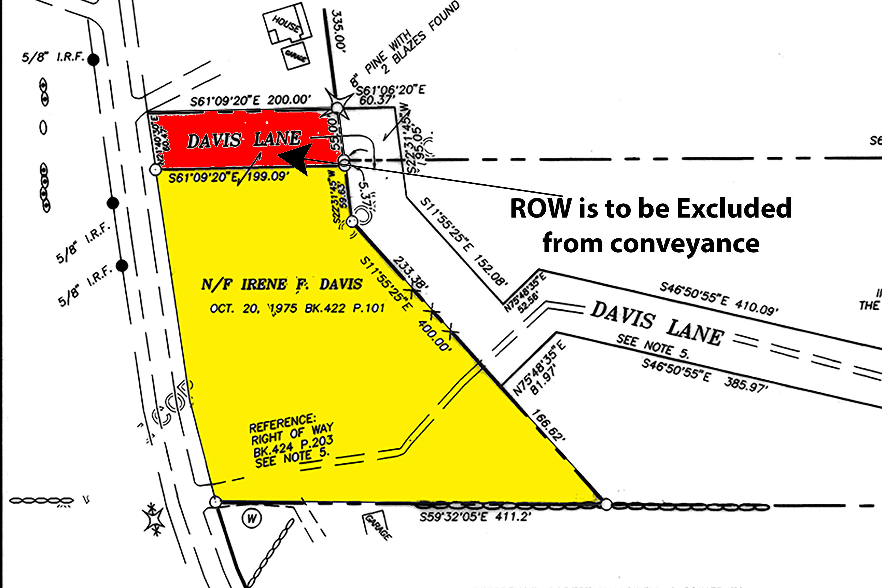 1233 Meadow Road Bowdoin, ME 04287 - Photo 41 of 52 Survey Cropped-Highlighted Excluding ROW