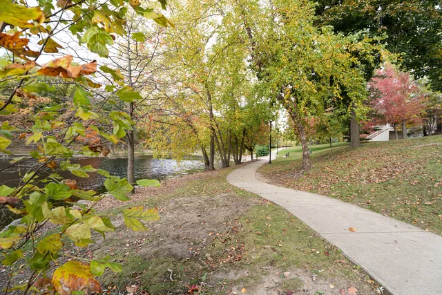 a view of a backyard with swimming pool