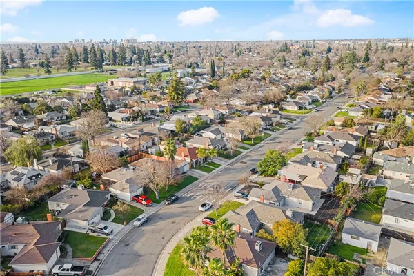 an aerial view of a city with lots of residential buildings