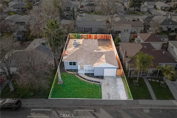 an aerial view of a house