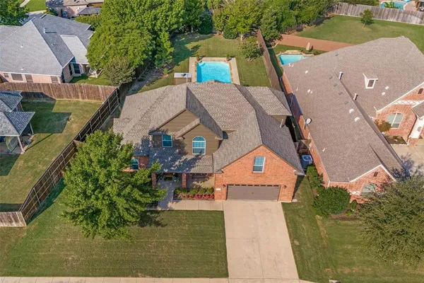 an aerial view of a house