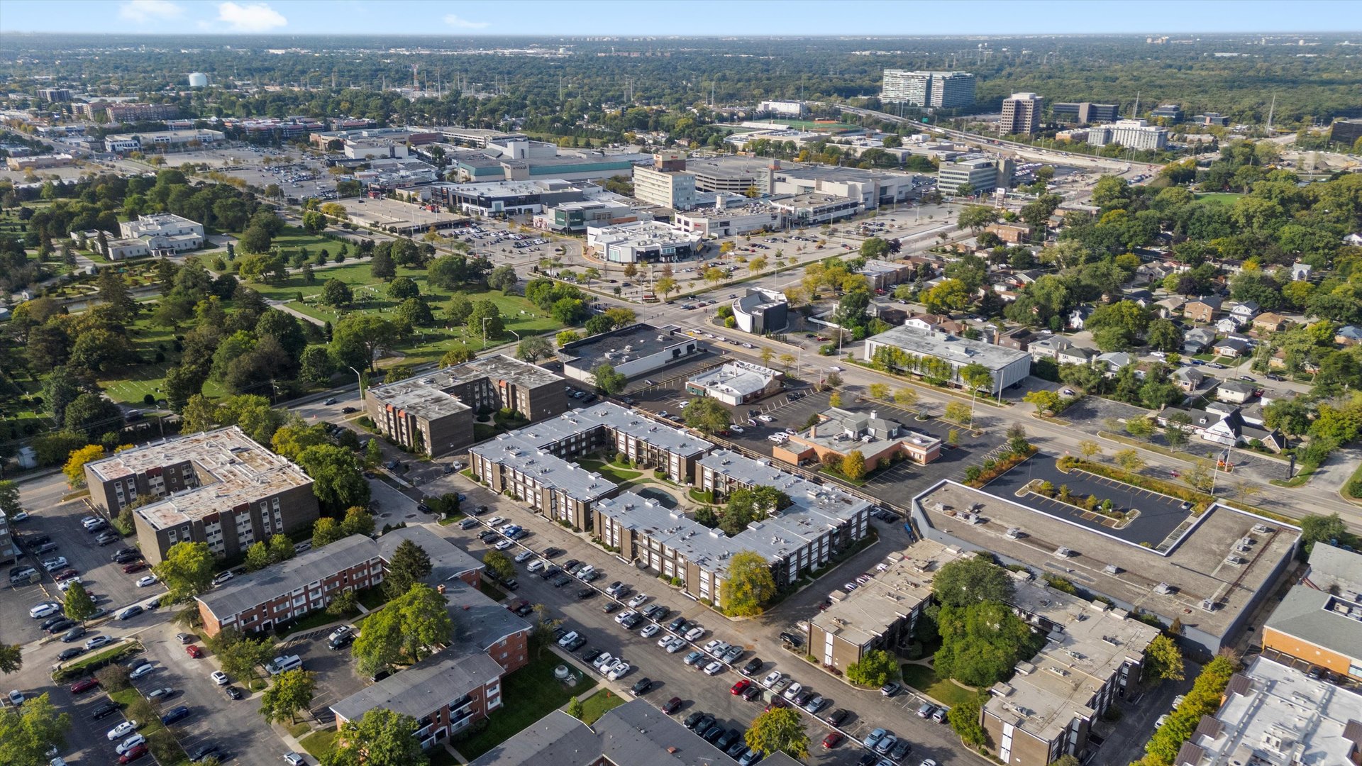 10124 Peach Parkway, Unit 208 Skokie, IL 60076 - Photo 33 of 38 an aerial view of a city with lots of residential buildings