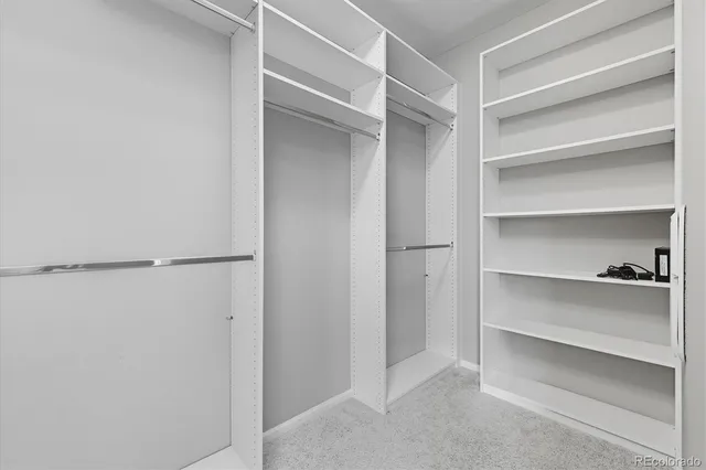 a view of an empty walk in closet