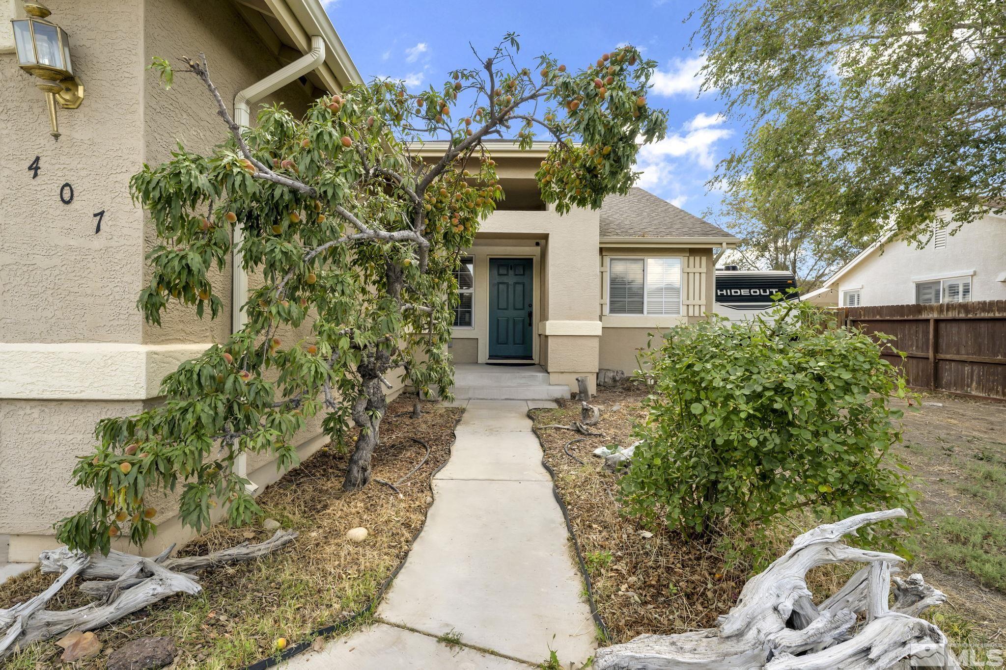 407 Sunshine Lane Fernley, NV 89408 - Photo 3 of 26 a front view of a house with garden