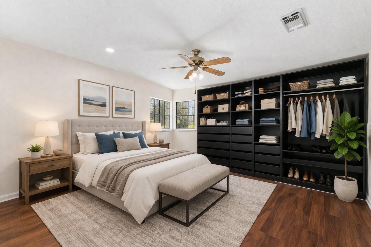 7825 Hughes Ranch Road Pearland, TX 77581 - Photo 14 of 28 (Virtually Staged)
Styled to show the full potential of this generous primary retreat — a peaceful, beautifully proportioned space ready to become your personal sanctuary.