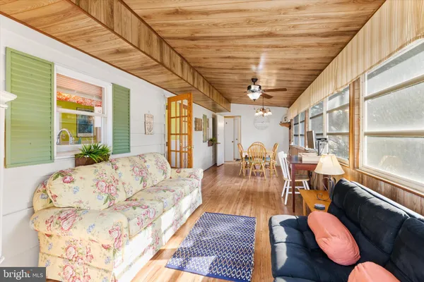 a living room with furniture